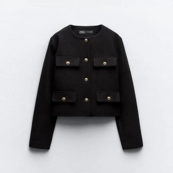 ZARA CROPPED FLAP JACKET - Picture 1 of 4
